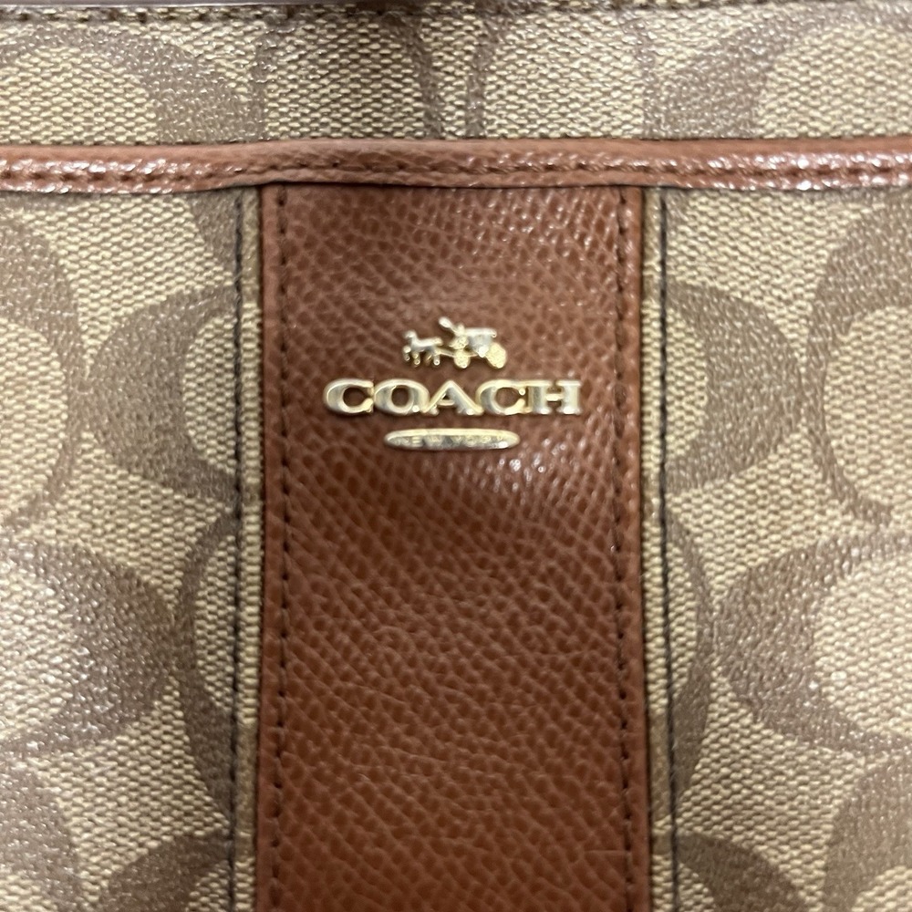 Coach Purse Brown Signature Crossbody Bag PVC F52856 Very Good Condition - Picture 2 of 4
